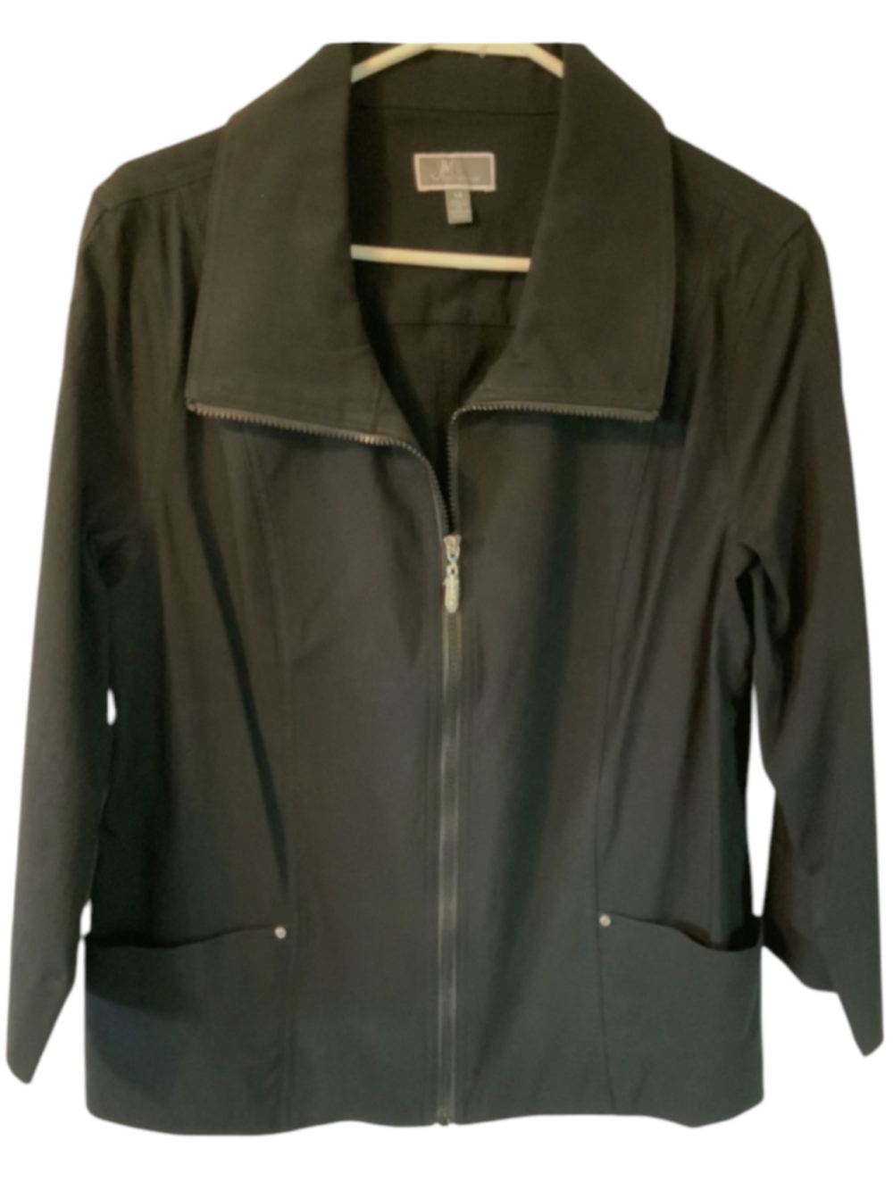 JM Collection Black Zip Up Jacket Blazer Size 16